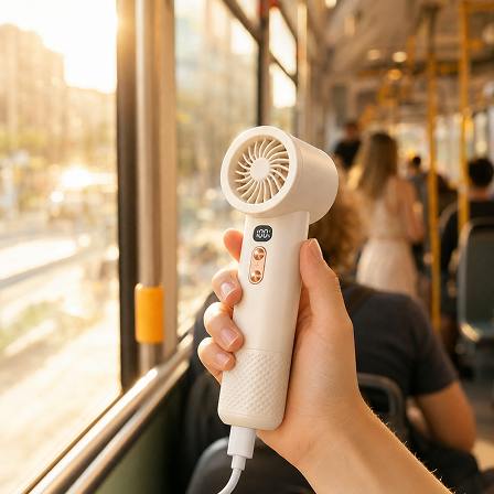 Wentylator ręczny USB w różnych sytuacjach: transport, biuro, podróż
